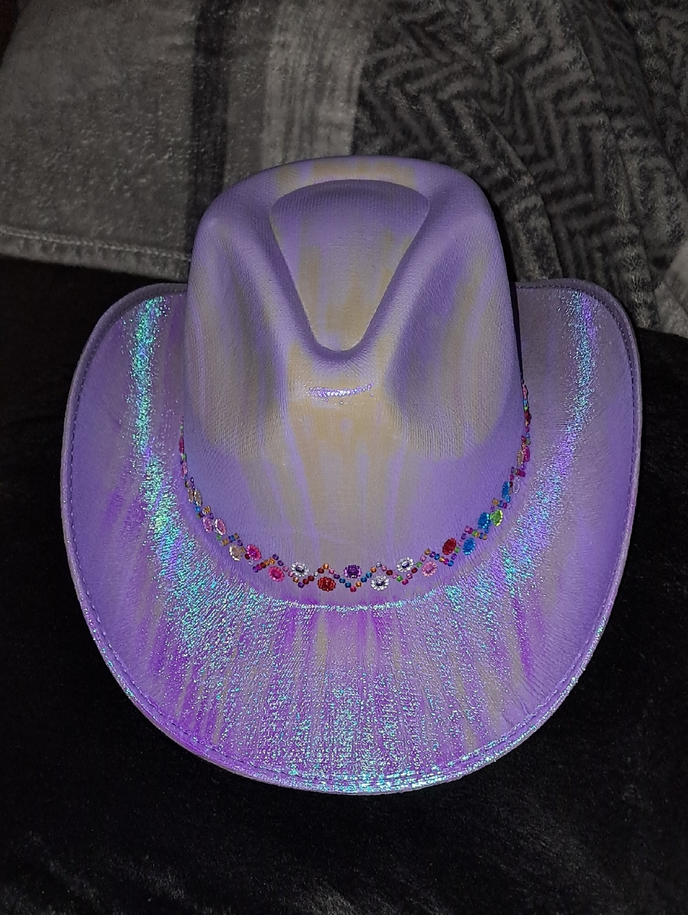 Iridescent Purple Cowboy Hat with Gem Accent